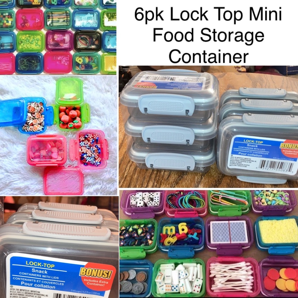 Lock-Top Lid Reusable Airtight Snack Food Storage Multi Use Containers Stackable